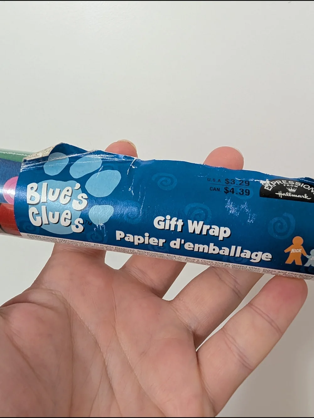 Vintage 2000 Blue's Clues Hallmark Gift Wrap Roll NOS Nickelodeon Y2K